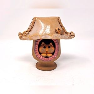 Ceramic Cat In House Figurine